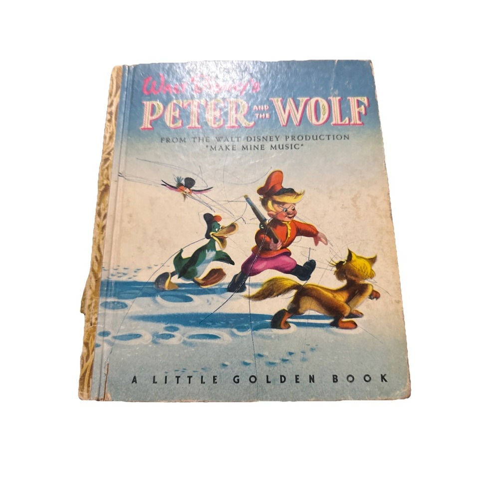 WALT DISNEY PETER AND THE WOLF -  Little Golden‎ Book - 1947 Vintage
